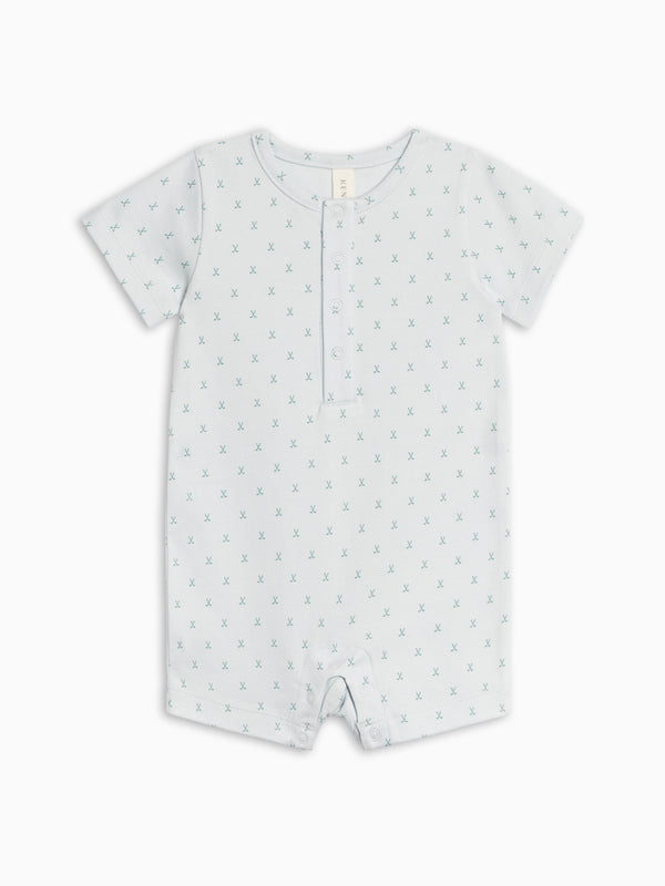 Mason Short Sleeve Romper - Tee Time / Powder + Laguna