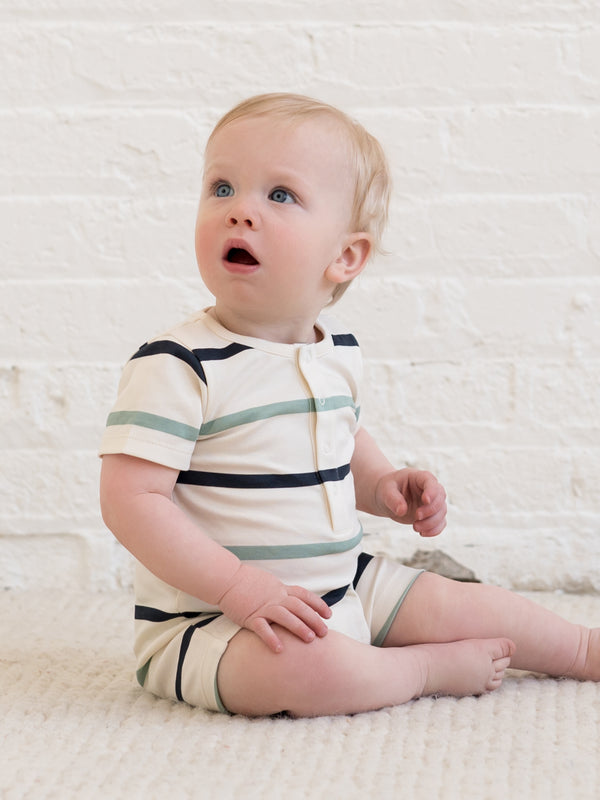 Mason Short Sleeve Romper Baby : One Pieces : Rompers : Short Sleeves Colored Organics Organic Cotton Baby Mason Romper