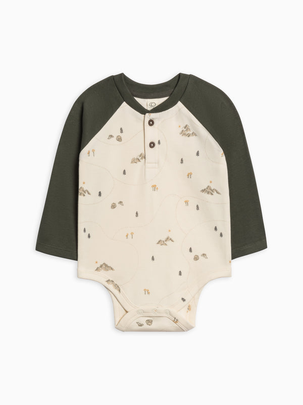 Lucas Raglan Henley Bodysuit Baby : One Pieces : Bodysuits : Long Sleeves Colored Organics Organic Cotton Lucas Raglan Henley Bodysuit for Newborn and Baby