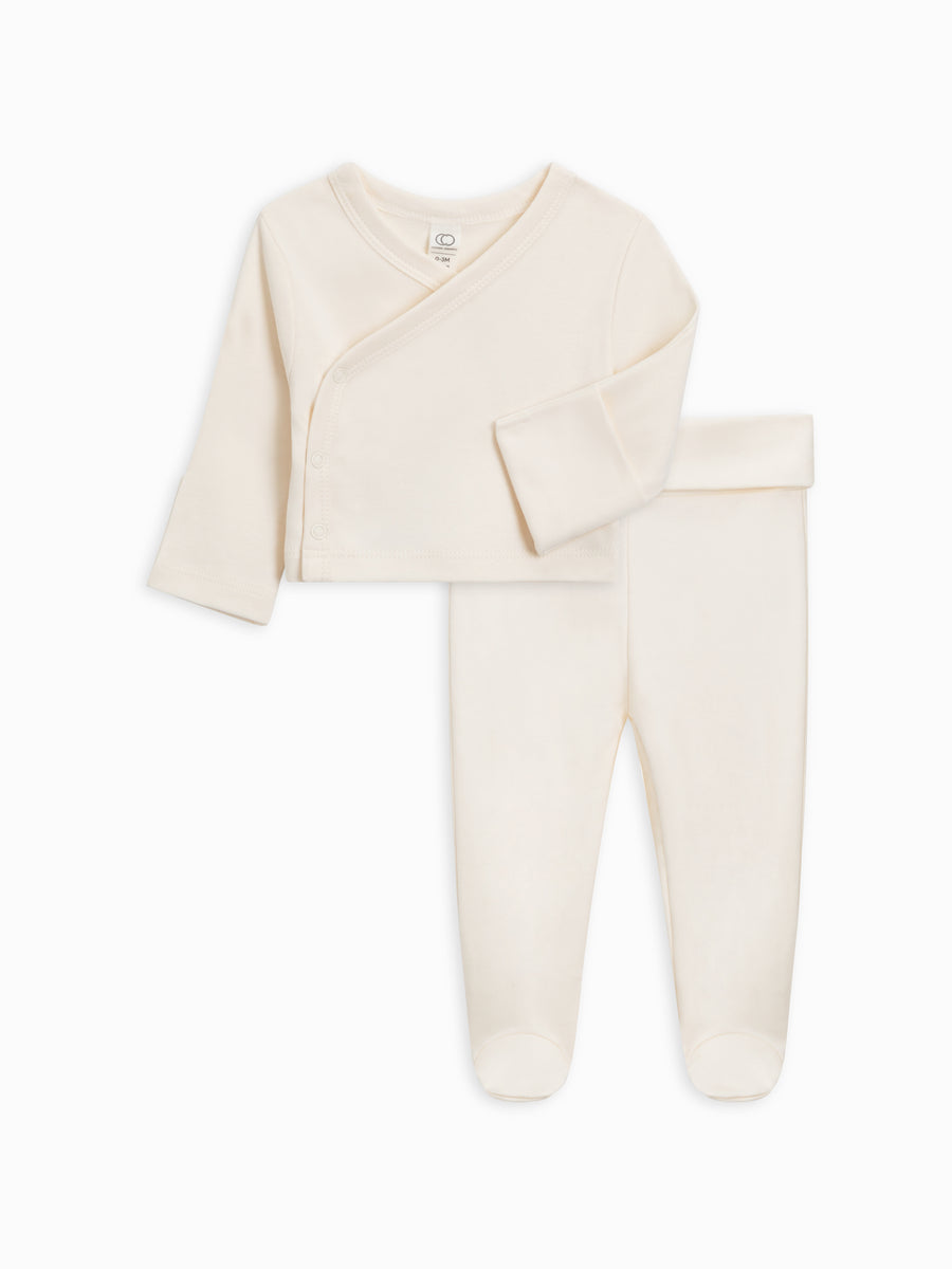 Riley 2 Piece Kimono Wrap Top and Pant Set Baby : Set Colored Organics Organic Cotton Baby Kimono and Pant Set