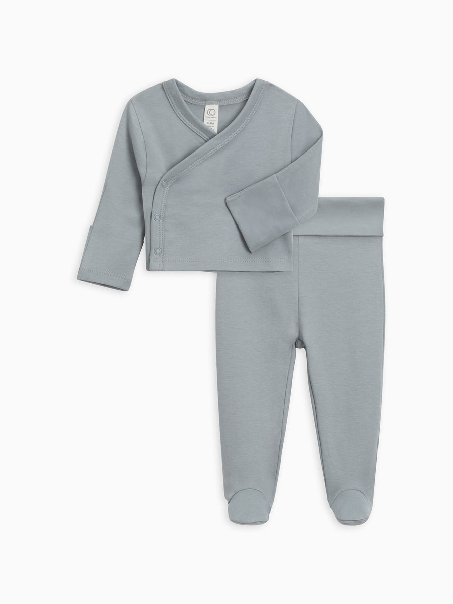 Riley 2 Piece Kimono Wrap Top and Pant Set Baby : Set Colored Organics Organic Cotton Baby Kimono and Pant Set