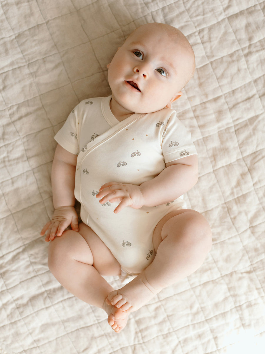 Lark Short Sleeve Kimono Bodysuit Baby : One Pieces : Bodysuits : Short Sleeves Colored Organics Organic Cotton Baby Lark Short Sleeve Kimono