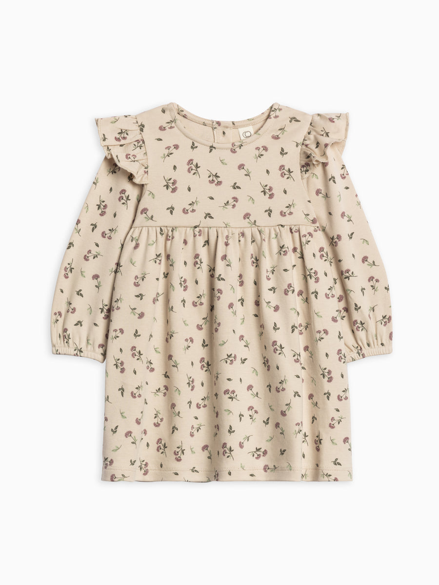 Mika Armhole Ruffle Long Sleeve Dress Baby-Kids : Dresses : Long Sleeves Colored Organics Organic Cotton Baby and Kids Mika Armhole Ruffle Long Sleeve Dress