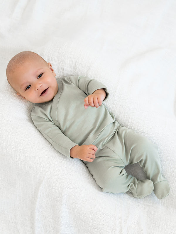 Riley 2 Piece Kimono Wrap Top and Pant Set Baby : Set Colored Organics Organic Cotton Baby Kimono and Pant Set
