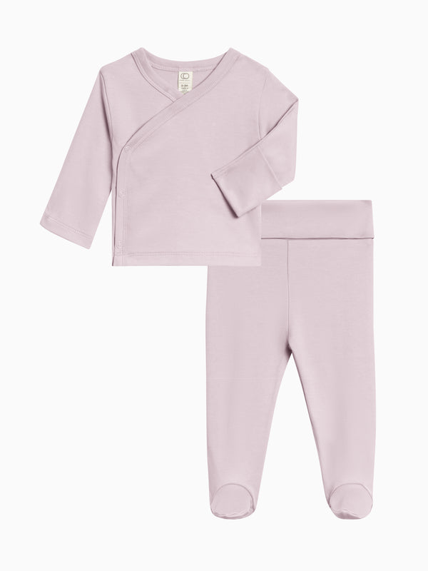 Classic Riley 2 Piece Kimono Wrap Top and Pant Set Baby : Set KENDI by Colored Organics Newborn Kimono Top and Footed Pant Set | Colored Organics®