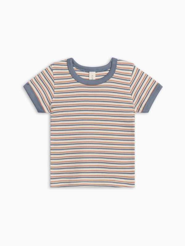 Andy Ringer Tee - Voyage Stripe / Sea + Ridge Baby-Kids : Tops : Shirts : Short Sleeves KENDI by Colored Organics Andy Ringer Tee - Voyage Stripe / Sea + | Colored Organics®