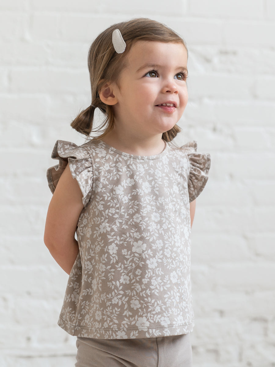Ella Ruffle Sleeve Tank Baby : Tops : Tees : Short Sleeves Colored Organics Organic Cotton Baby and Kids Ella Ruffle Sleeve Tank