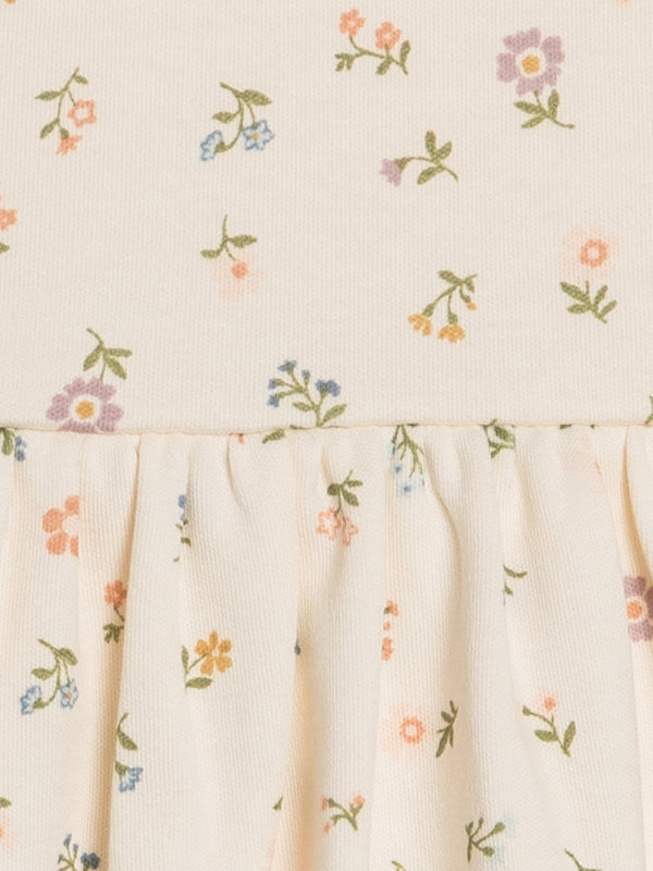 Rhoda Puff Sleeve Bodysuit Dress - Petaline Floral / Fog + Fern Baby : Dresses : Short Sleeves Kendi Rhoda Puff Sleeve Bodysuit Dress | Colored Organics®