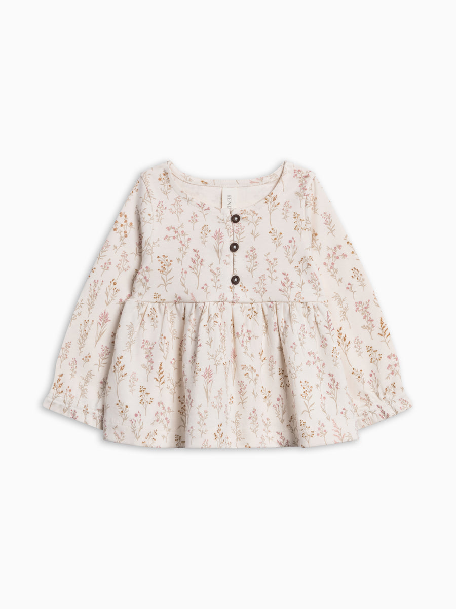 Trudy Button Long Sleeve Top - Botanicals