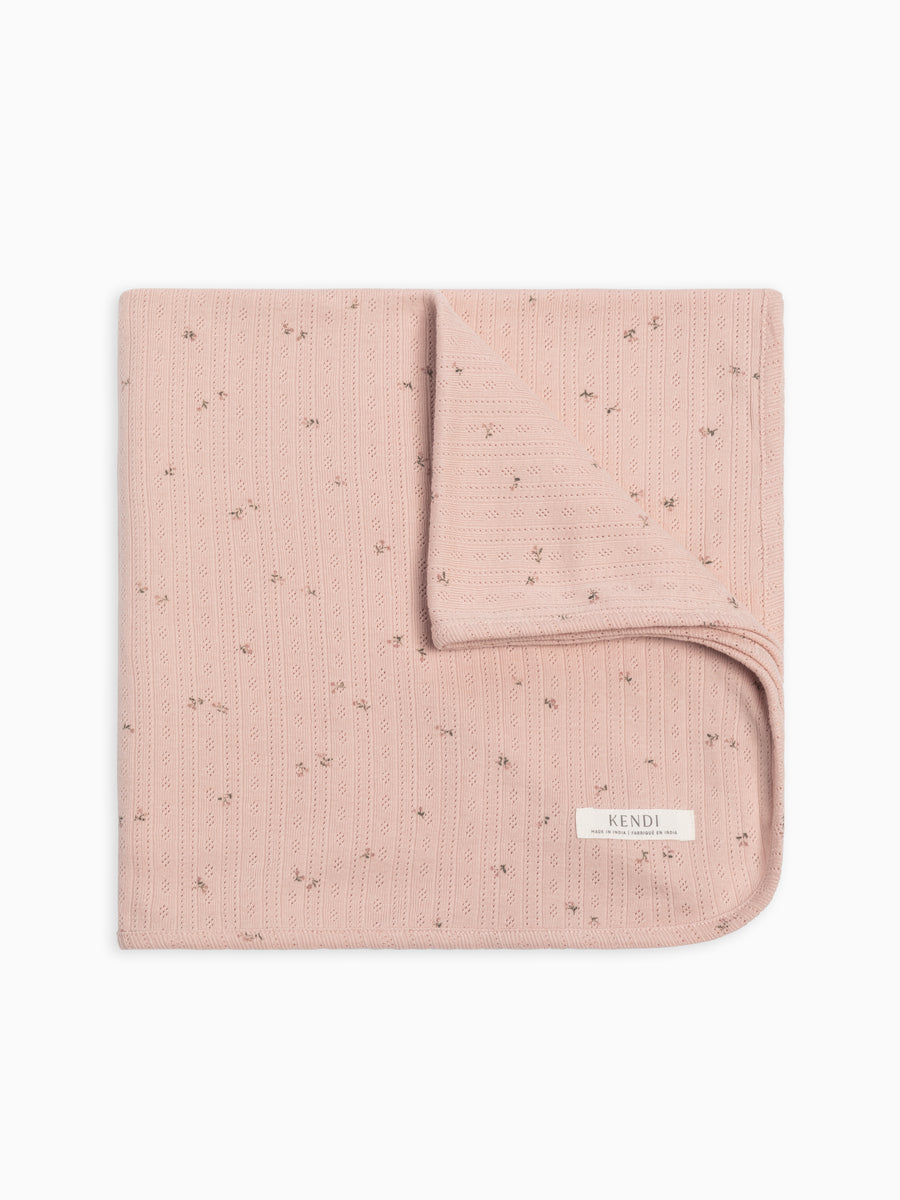Brushed Back Pointelle Swaddle Blanket