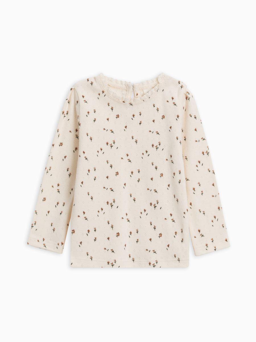 Natalie Pointelle Lace Long Sleeve Top Baby : Tops : Shirts : Long Sleeves Colored Organics Organic Cotton Baby and Kids Natalie Pointelle Lace Long Sleeve Top