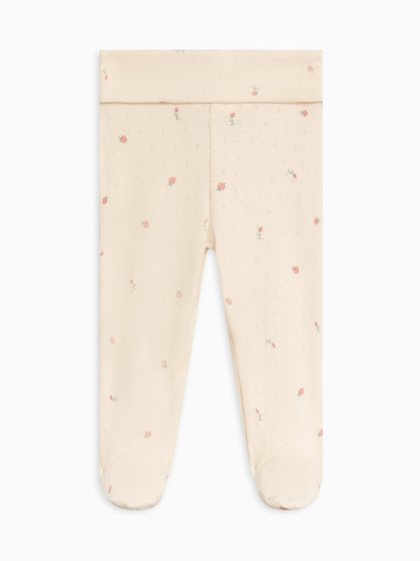 Chloe Pointelle Footed Pants Baby : Bottoms : Pants Kendi Organic Cotton Baby Chloe Pointelle Footed Pants