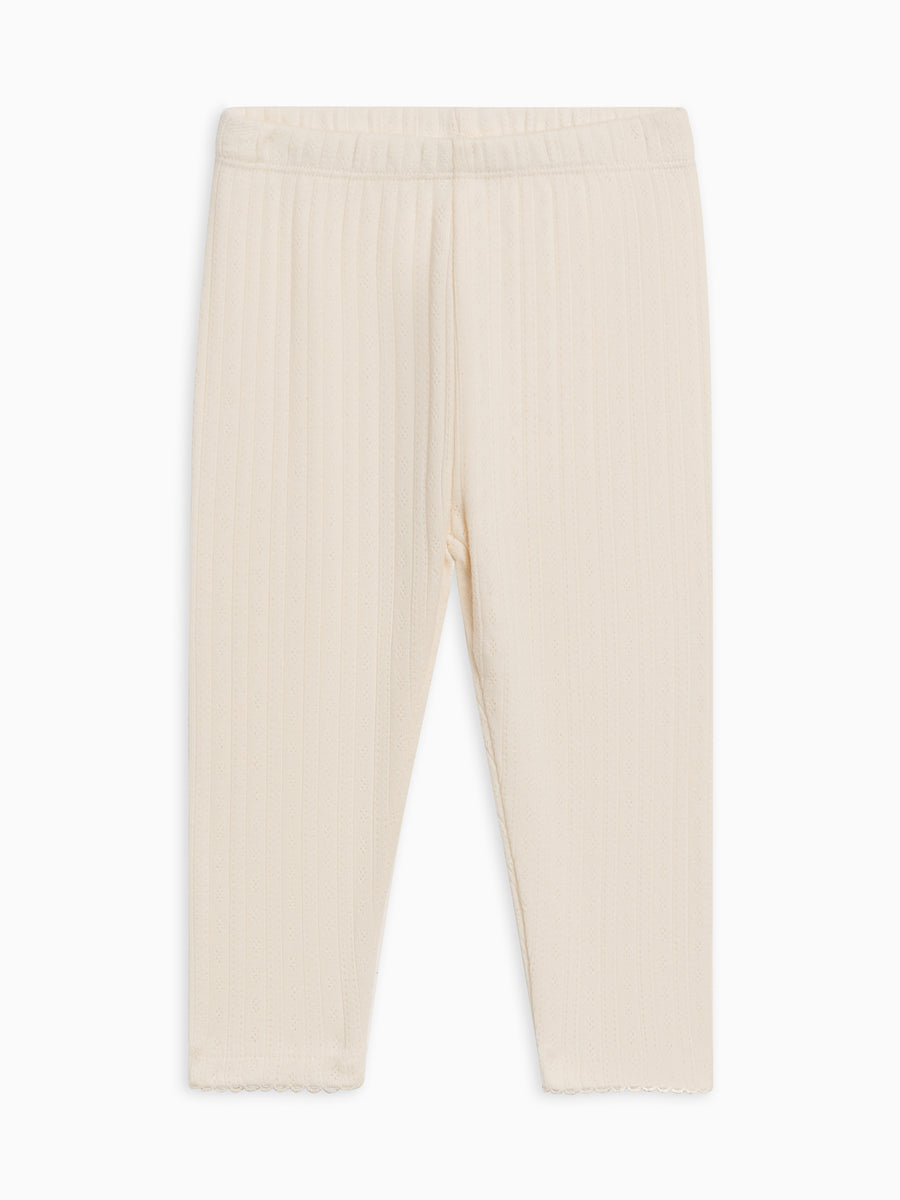 Gina Brushed Back Pointelle Leggings Baby-Kids : Bottoms : Leggings Kendi Organic Cotton Baby and Kids Gina Pointelle Leggings