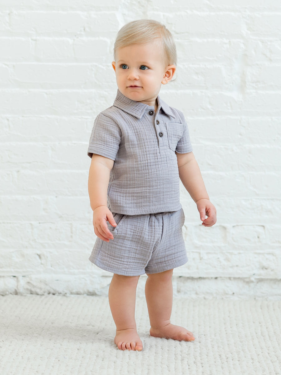 Jude Muslin Shorts Baby-Kids : Bottoms : Shorts Kendi Organic Cotton Baby and Kids Jude Muslin Shorts