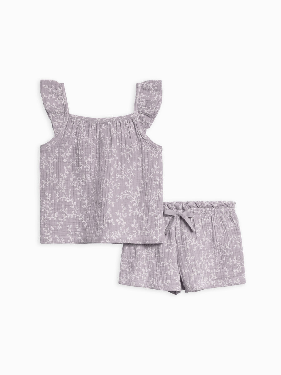 Nora Muslin Tank and Short Set Kids : Set : Bottoms : Shorts : Tops : Tanks Kendi Organic Cotton Kids Nora Muslin Tank and Short Set