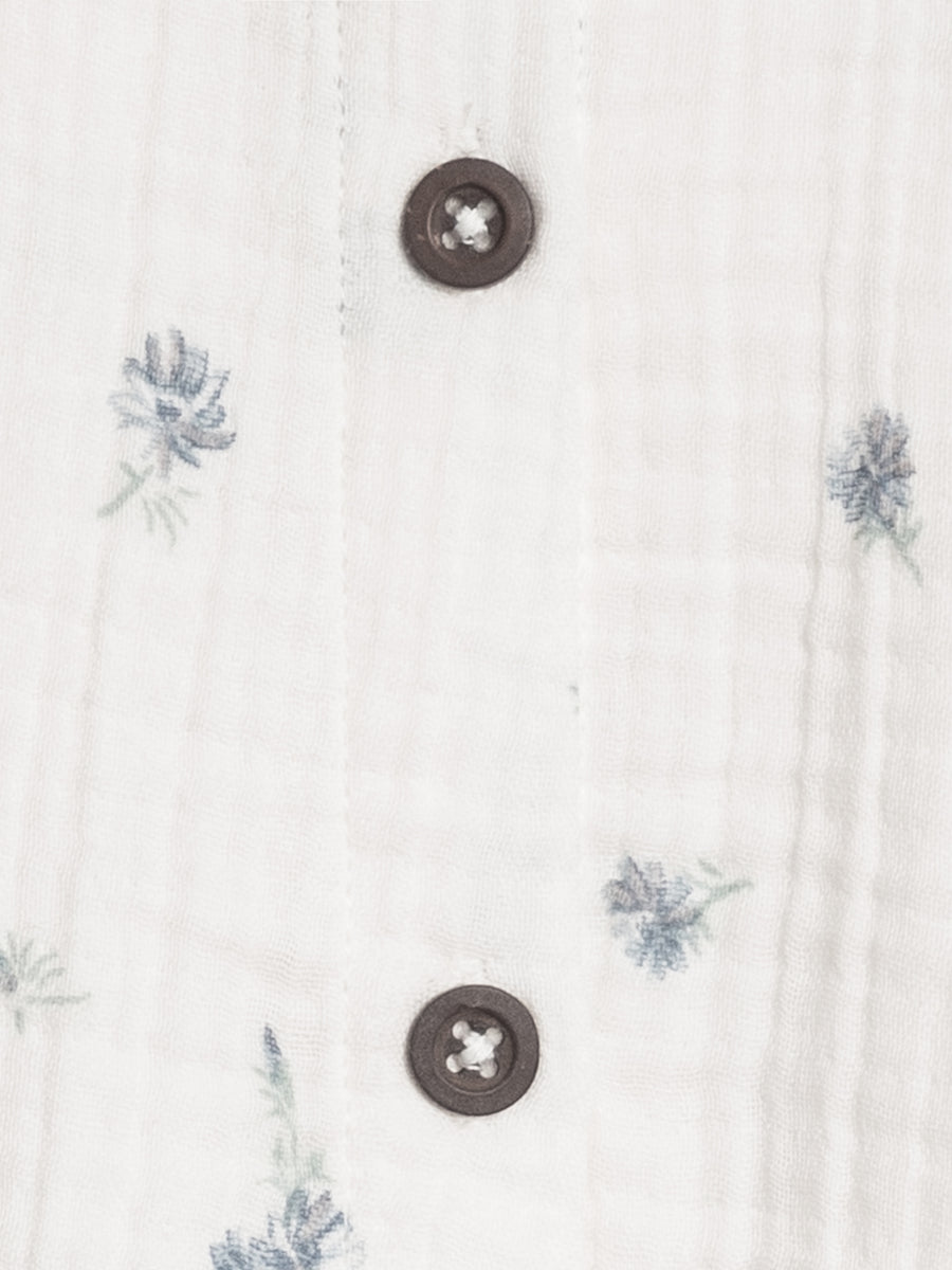 Coco Muslin Button Front Bubble Romper Baby : One Pieces : Rompers : Short Sleeves Kendi Organic Cotton Baby Coco Muslin Button Front Bubble Romper