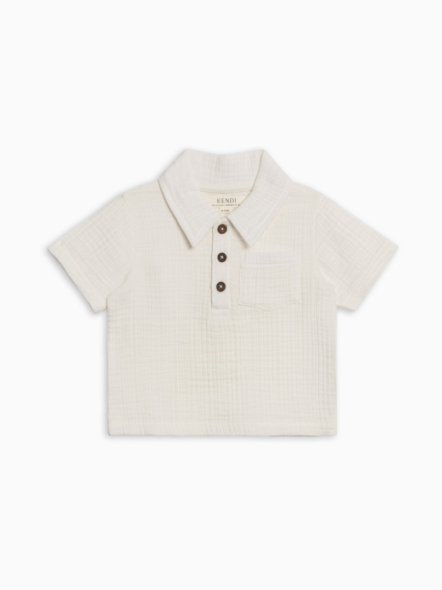 Ezra Muslin Short Sleeve Polo - Regatta