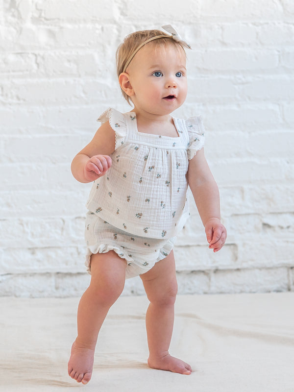 Colette Muslin Tank and Bloomer Set - Palmer Floral / Dune + Laguna