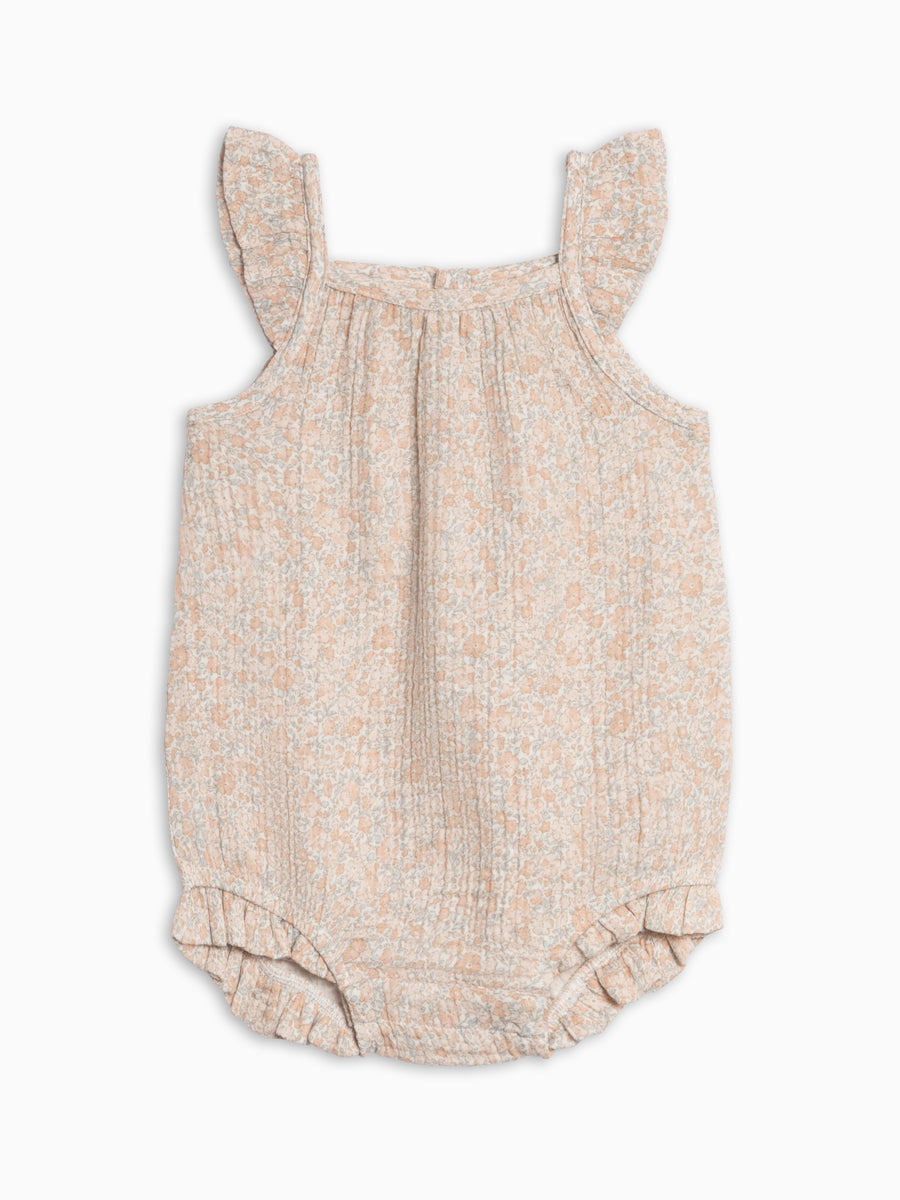 Sandra Muslin Tank Bubble Romper - Belmont Floral / Shell + Powder