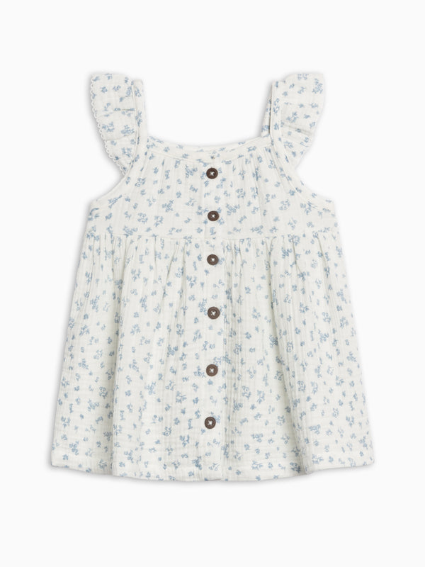 Maisy Muslin Ruffle Strap Dress - Rosebay Floral / Coconut + Sea