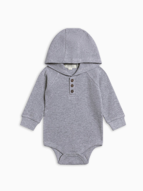Cole Waffle Knit Hoodie Bodysuit - Ashen