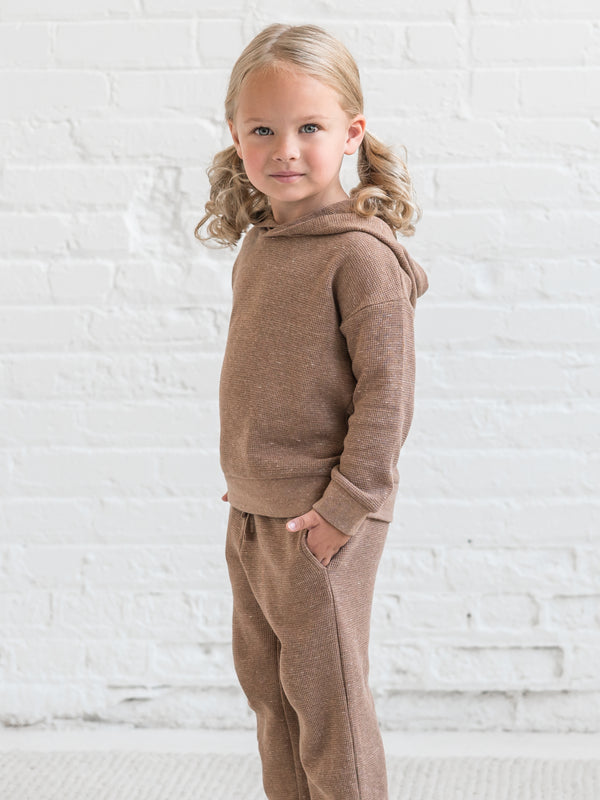 Cooper Waffle Knit Hooded Pullover Sale : Baby-Kids : Tops : Tees : Long Sleeves Kendi Organic Cotton Baby and Kids Cooper Waffle Knit Long Sleeve Hooded Pullover