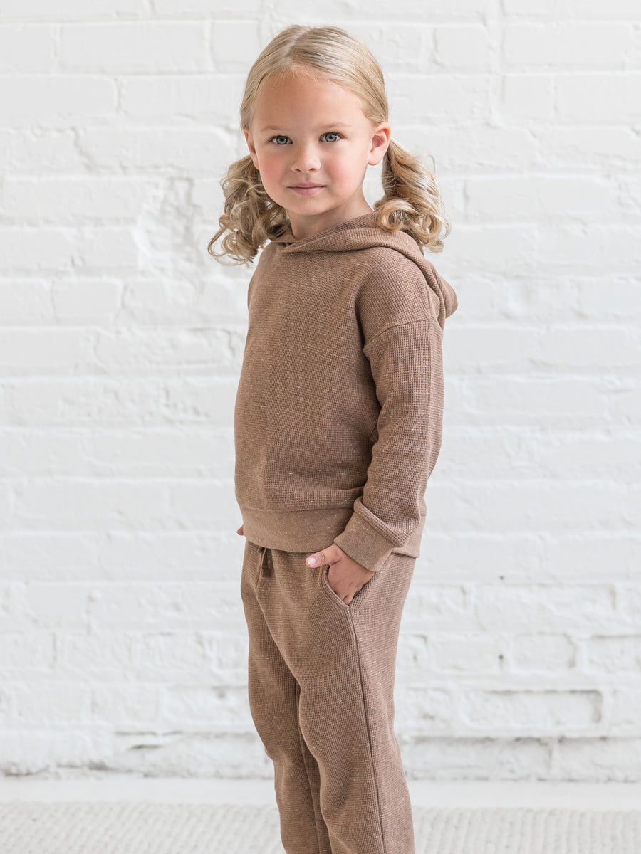 Cooper Waffle Knit Hooded Pullover Sale : Baby-Kids : Tops : Tees : Long Sleeves Kendi Organic Cotton Baby and Kids Cooper Waffle Knit Long Sleeve Hooded Pullover