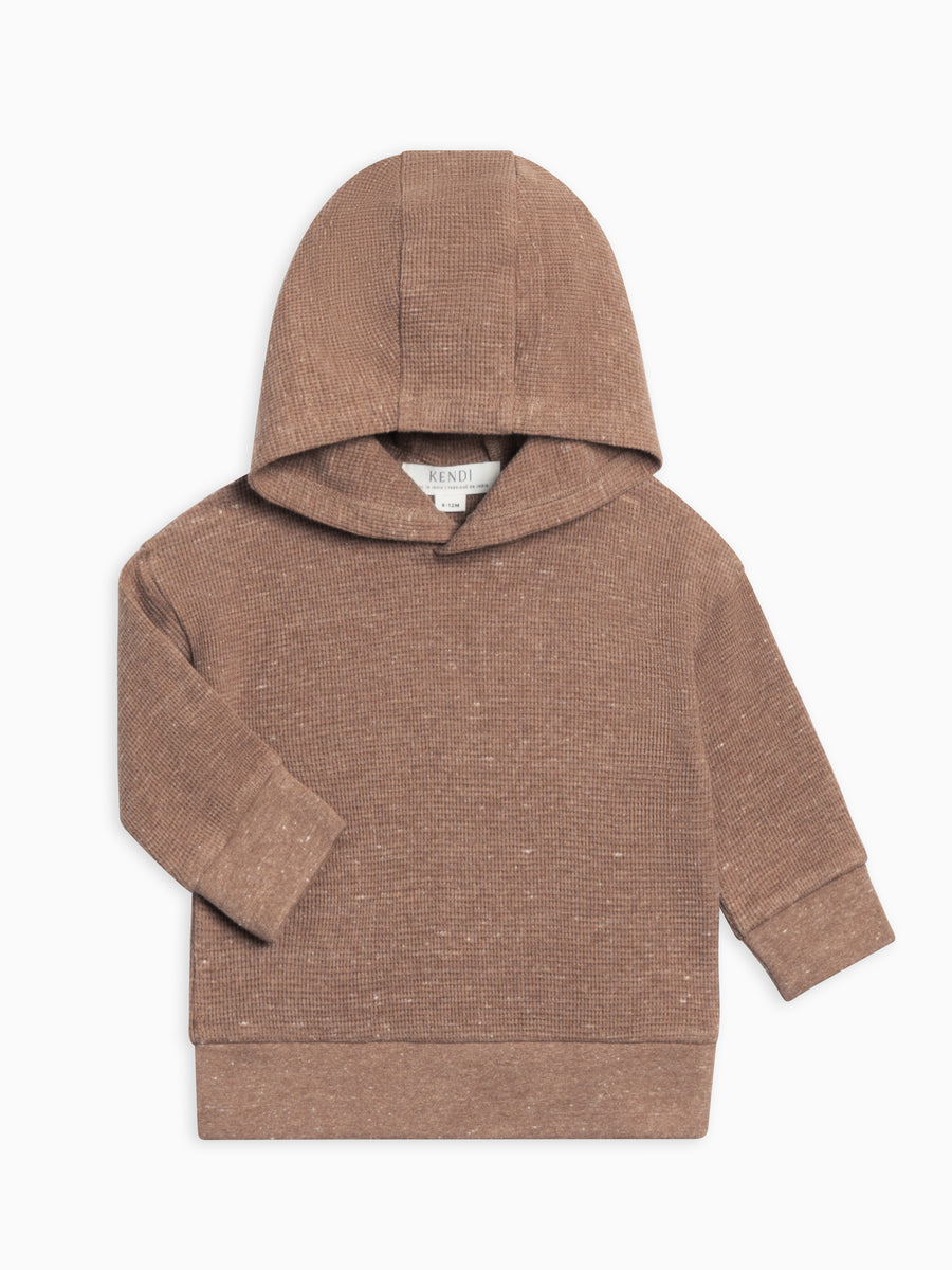 Cooper Waffle Knit Hooded Pullover Sale : Baby-Kids : Tops : Tees : Long Sleeves Kendi Organic Cotton Baby and Kids Cooper Waffle Knit Long Sleeve Hooded Pullover
