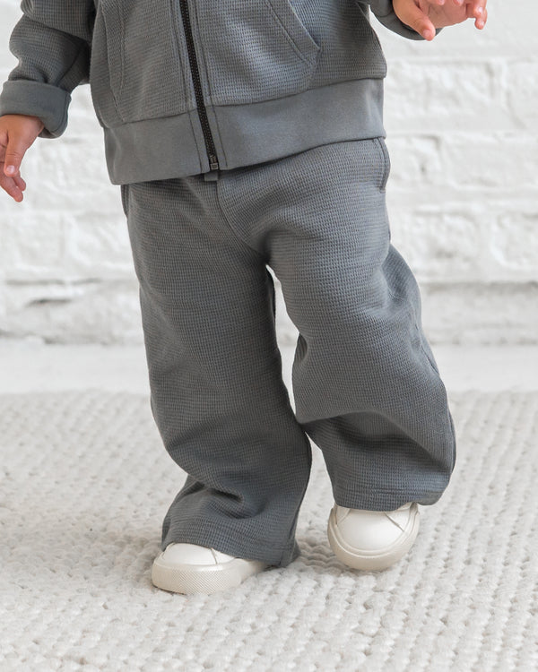 Clove Waffle Knit Straight Leg Pants Sale : Baby-Kids : Bottoms : Joggers KENDI by Colored Organics Organic Cotton Baby and Kids Clove Waffle Knit Pants