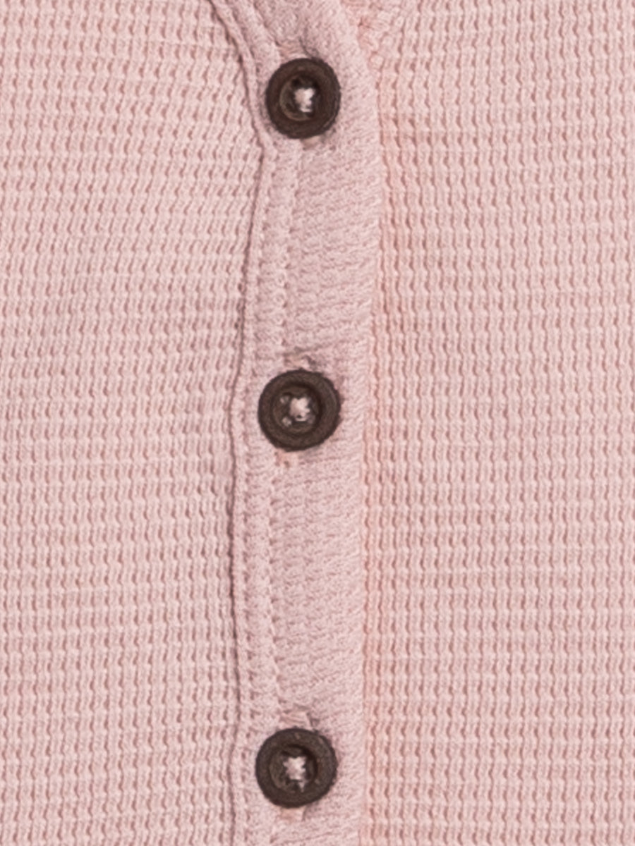 PRE ORDER Wells Waffle Knit Button Cardigan - Petal Pink Baby-Kids : Tops : Cardigans : Long Sleeves KENDI by Colored Organics Wells Waffle Knit Button Cardigan | Colored Organics®