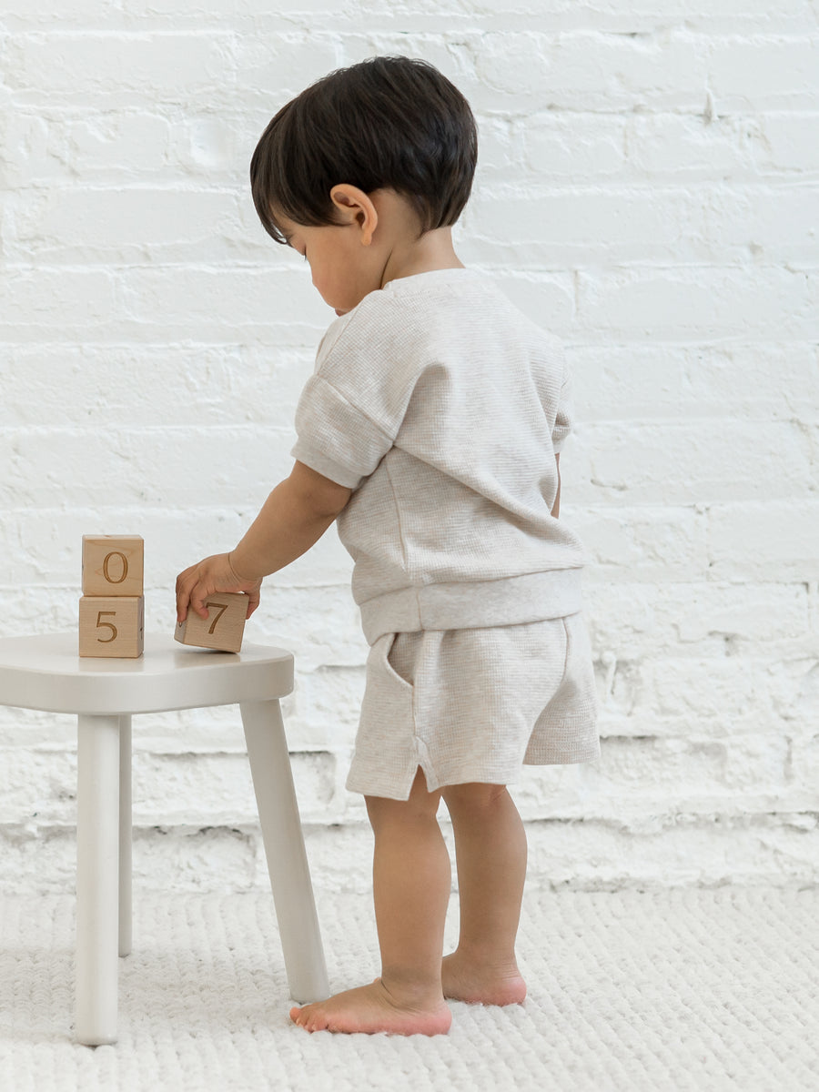 Avery Waffle Shorts Baby-Kids : Bottoms : Shorts Kendi Organic Cotton Baby and Kids Avery Waffle Shorts