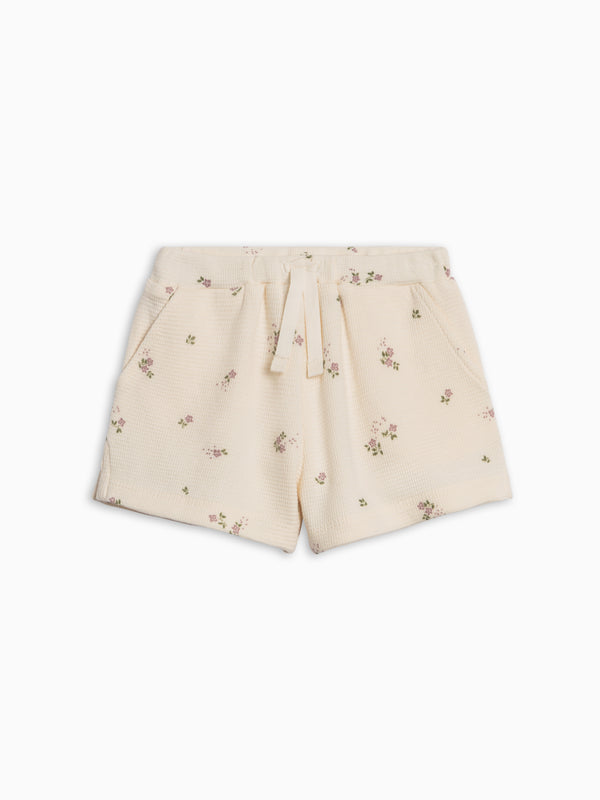 Avery Waffle Shorts - Sylva Floral / Fog + Fern Baby-Kids : Bottoms : Shorts Kendi Avery Waffle Shorts - Sylva Floral / | Colored Organics®