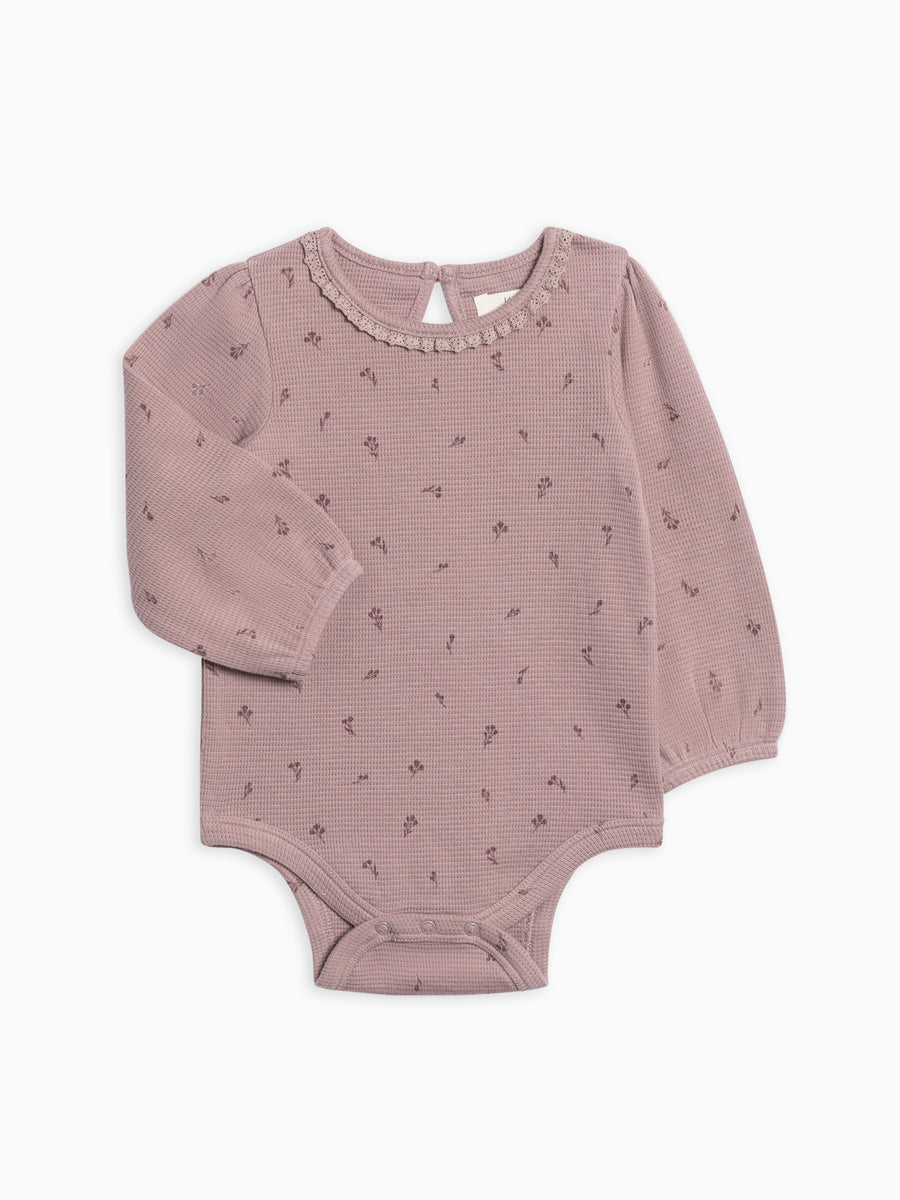 Langley Waffle Knit Lace Neckline Bodysuit