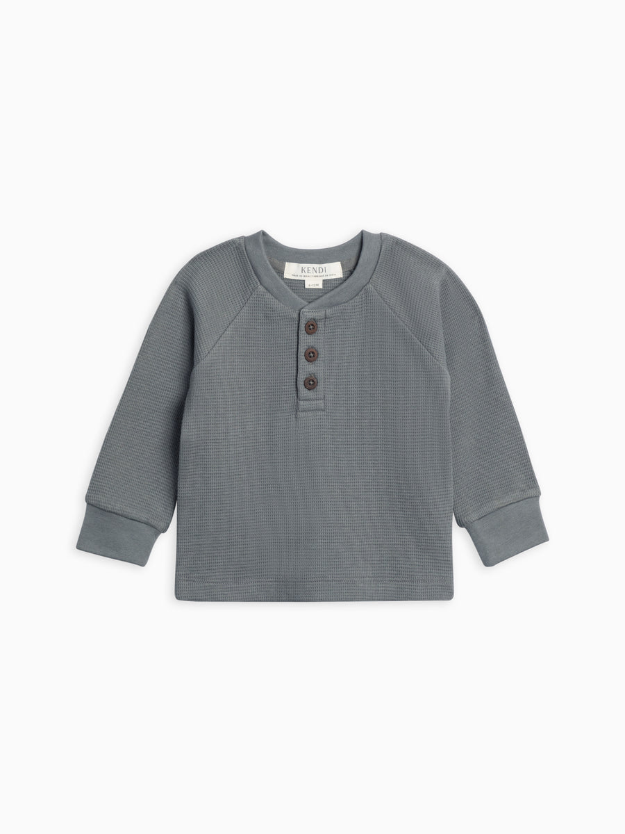 Jones Waffle Knit Henley Raglan Shirt