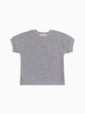 Bailey Waffle Pocket Tee - Ashen Baby-Kids : Tops : Tees : Short Sleeves KENDI by Colored Organics Organic Cotton Baby and Kids Bailey Waffle Tee