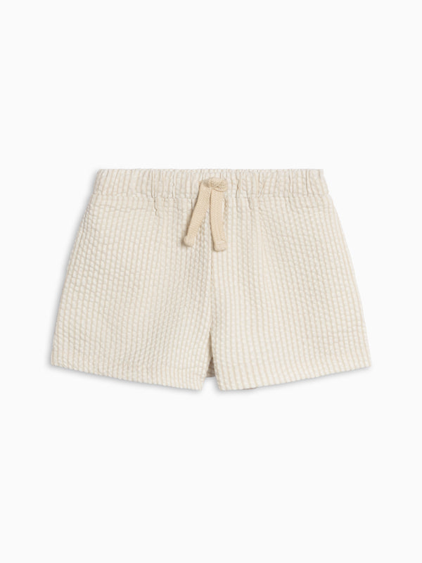 Nixie Seersucker Shorts - Dune Stripe Baby-Kids : Bottoms : Shorts KENDI by Colored Organics Nixie Seersucker Shorts - Dune Stripe | Colored Organics®