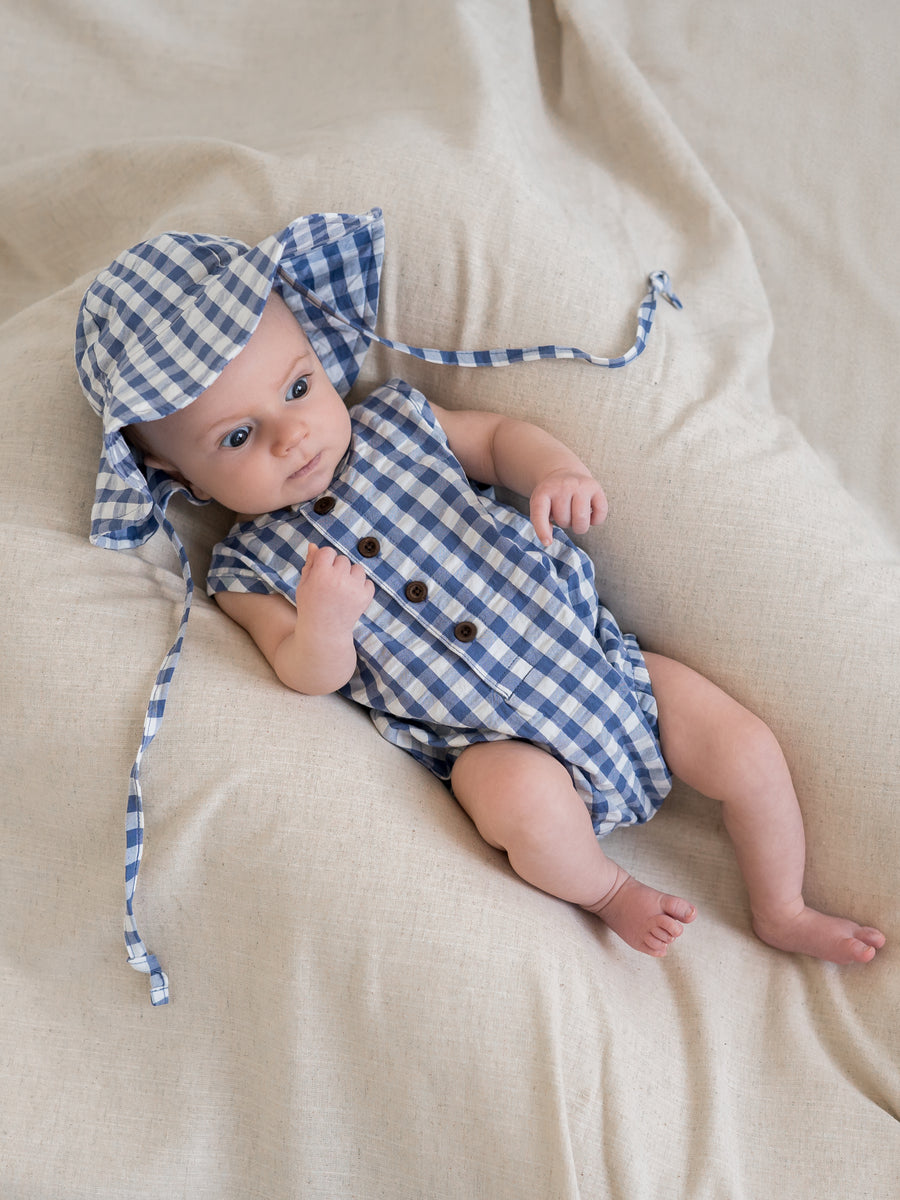 Seersucker Sun Hat Baby-Kids : Accessories : Hats Kendi Organic Cotton Baby and Kids Seersucker Sun Hat