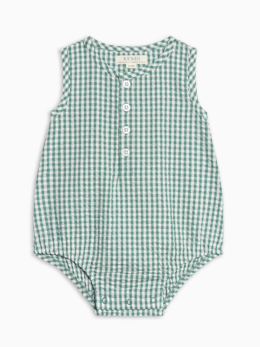 Wren Seersucker Bubble Romper - Golf