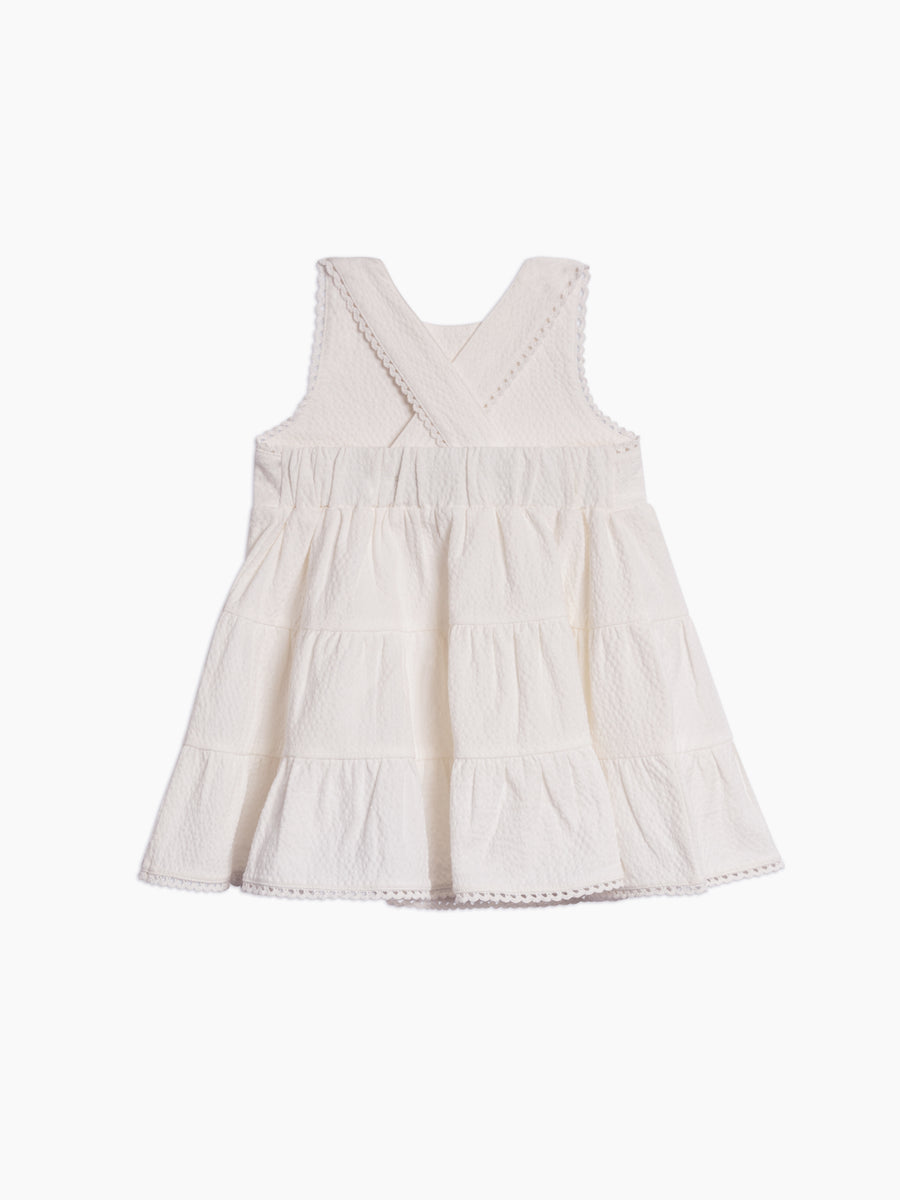 Zoey Seersucker Tiered Dress Baby-Kids : Dresses : Tanks Kendi Organic Cotton Baby and Kids Zoey Seersucker Tiered Dress