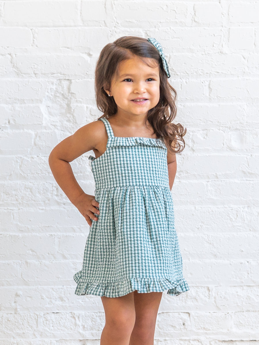 Juliette Seersucker Tank Dress - Laguna Gingham