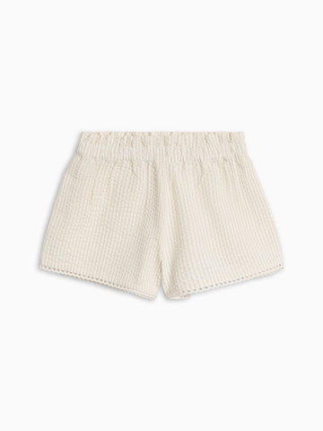 Patty Seersucker Scalloped Trim Short - Dune Stripe