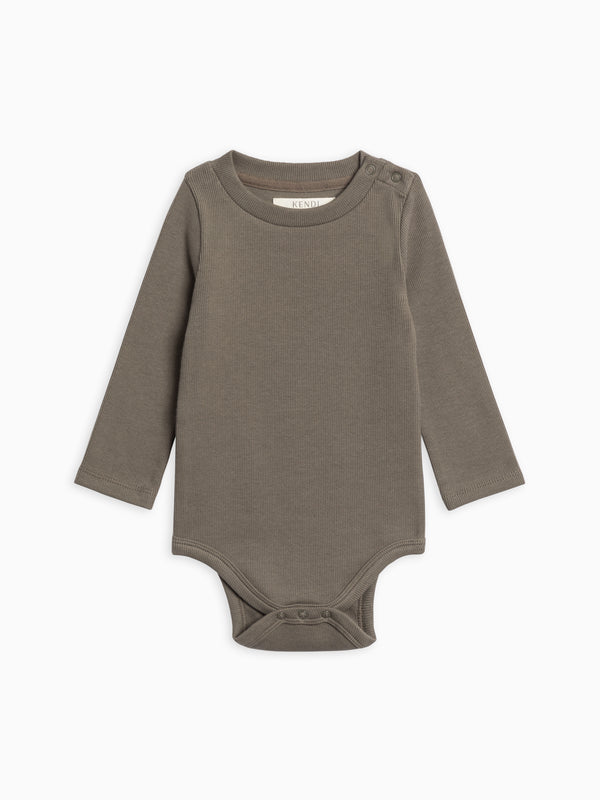 Sammy Ribbed Snap Shoulder Long Sleeve Bodysuit Baby : One Pieces : Bodysuits : Long Sleeves Kendi Organic Cotton Baby Sammy Ribbed Snap Shoulder Long Sleeve Bodysuit