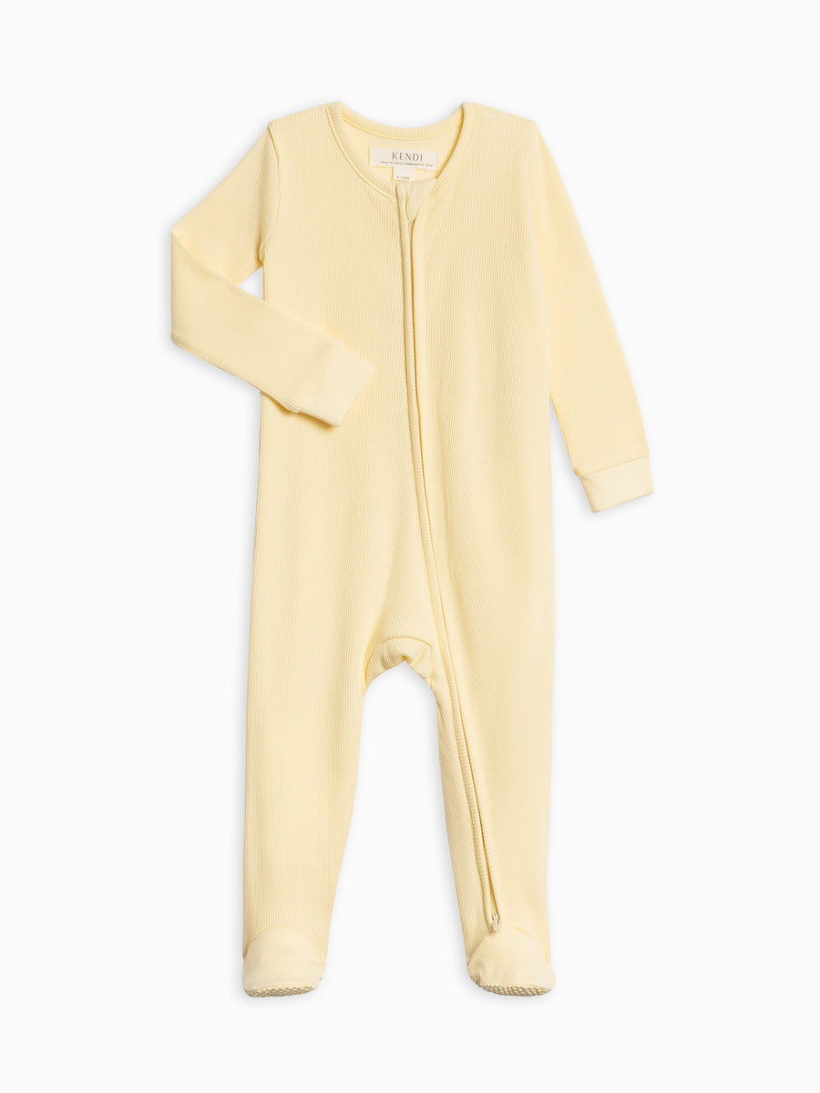 Kit Ribbed Zipper Sleeper Baby : One Pieces : Sleepers : Long Sleeves Kendi Organic Cotton Baby Kit Ribbed Zipper Sleeper