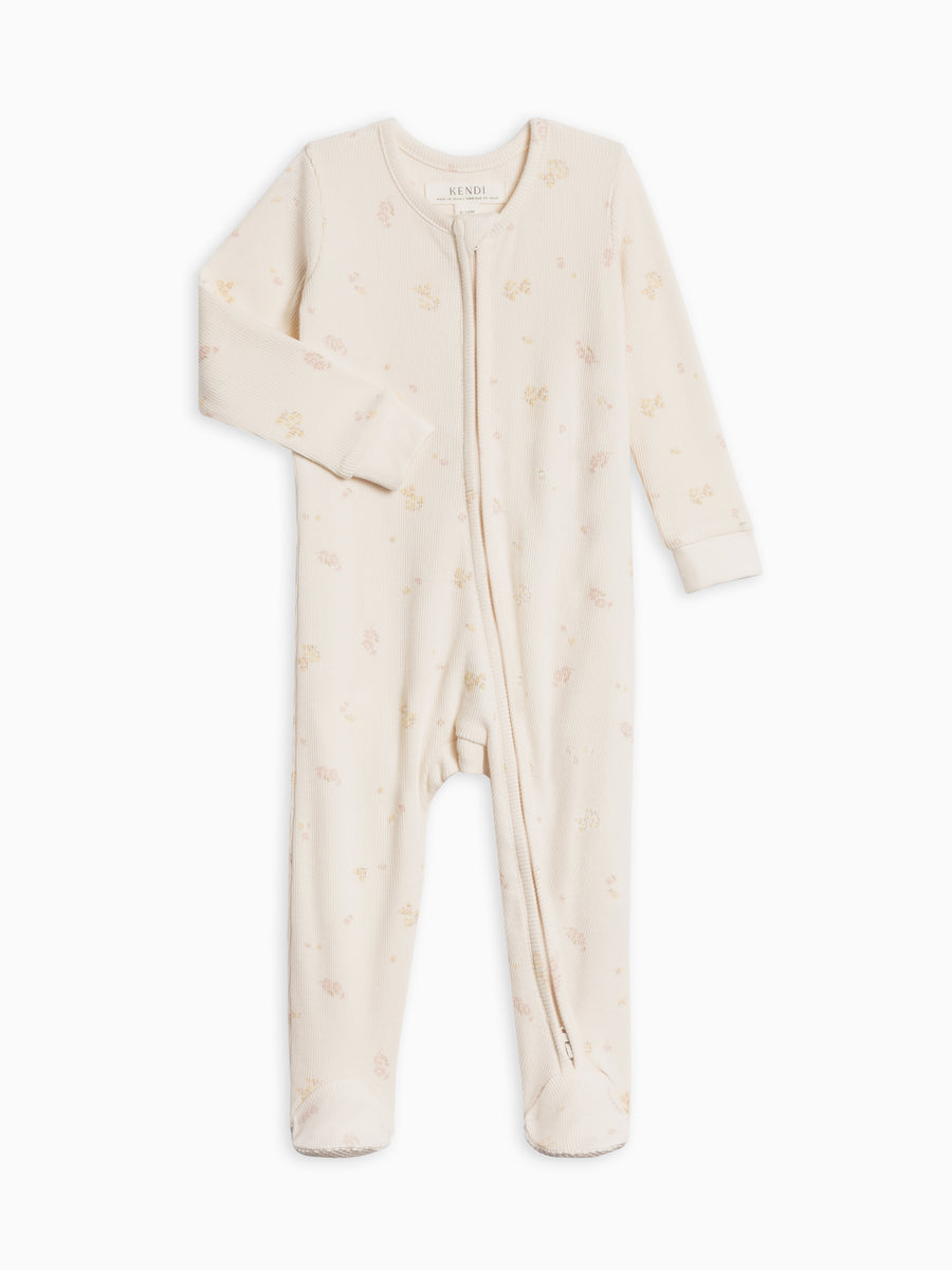 Kit Ribbed Zipper Sleeper Baby : One Pieces : Sleepers : Long Sleeves Kendi Organic Cotton Baby Kit Ribbed Zipper Sleeper