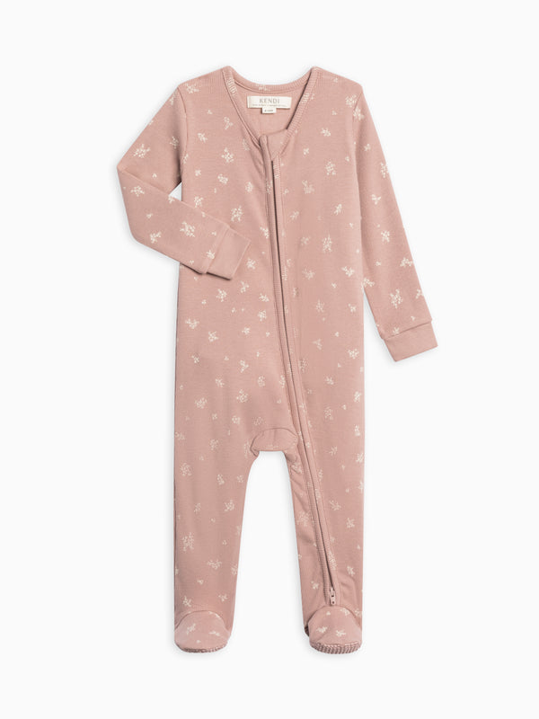 Kit Ribbed Zipper Sleeper Baby : One Pieces : Sleepers : Long Sleeves Kendi Organic Cotton Baby Kit Ribbed Zipper Sleeper