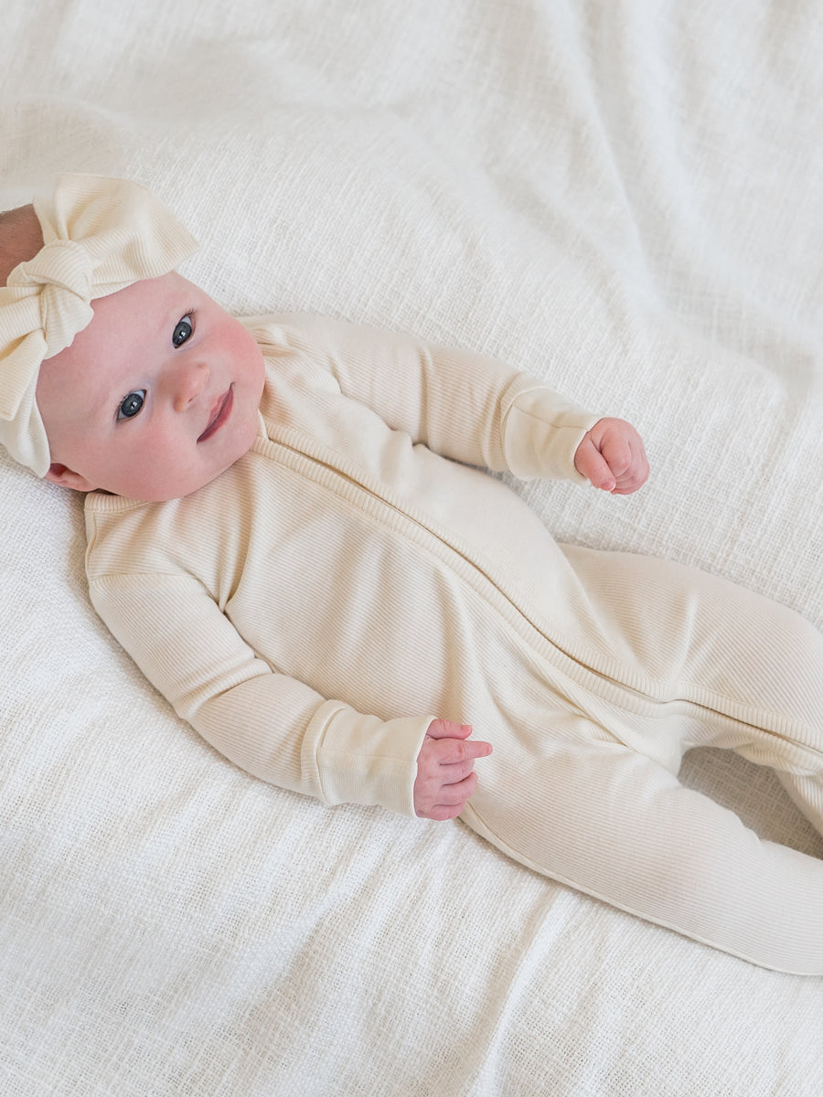 Kit Ribbed Zipper Sleeper Sale : Baby : One Pieces : Sleepers : Long Sleeves Kendi Organic Cotton Baby Kit Ribbed Zipper Sleeper