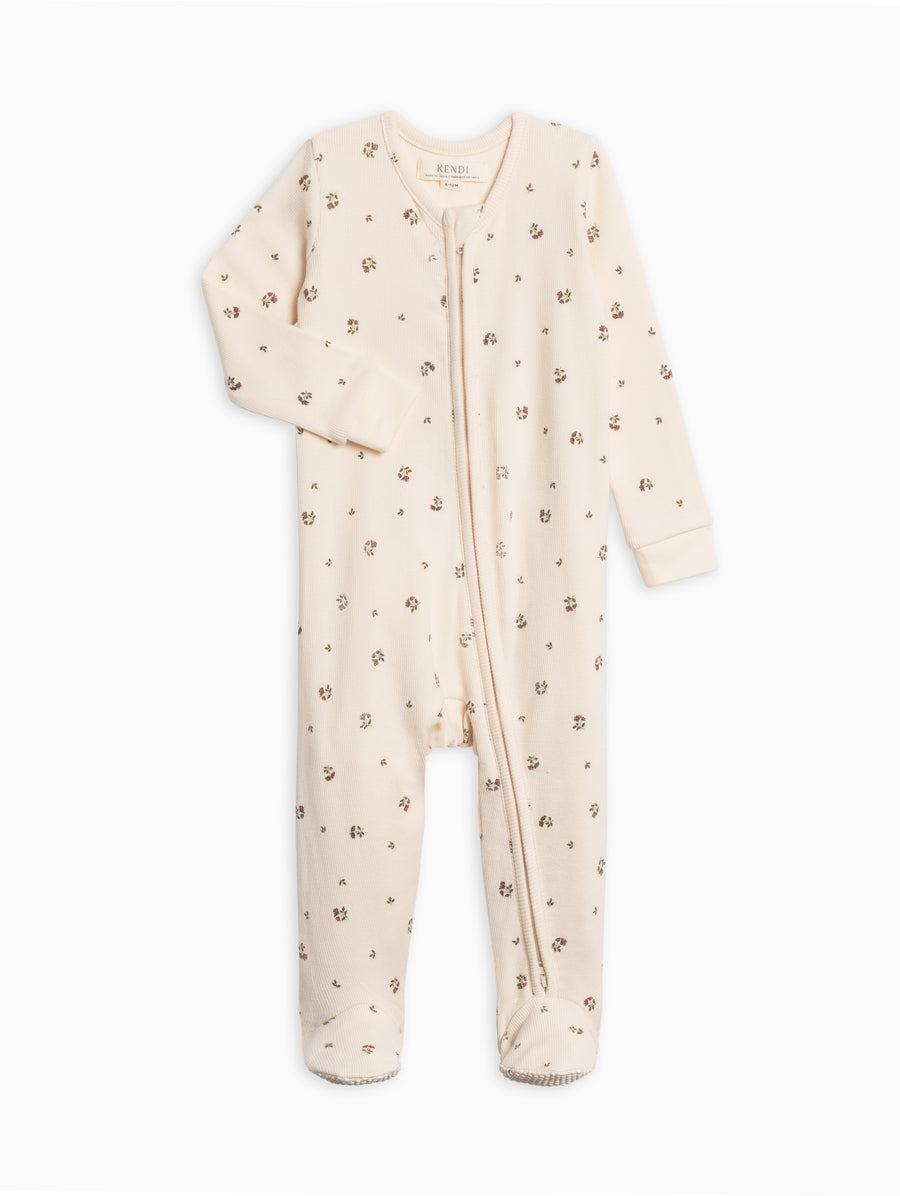 Kit Ribbed Zipper Sleeper Baby : One Pieces : Sleepers : Long Sleeves Kendi Organic Cotton Baby Kit Ribbed Zipper Sleeper