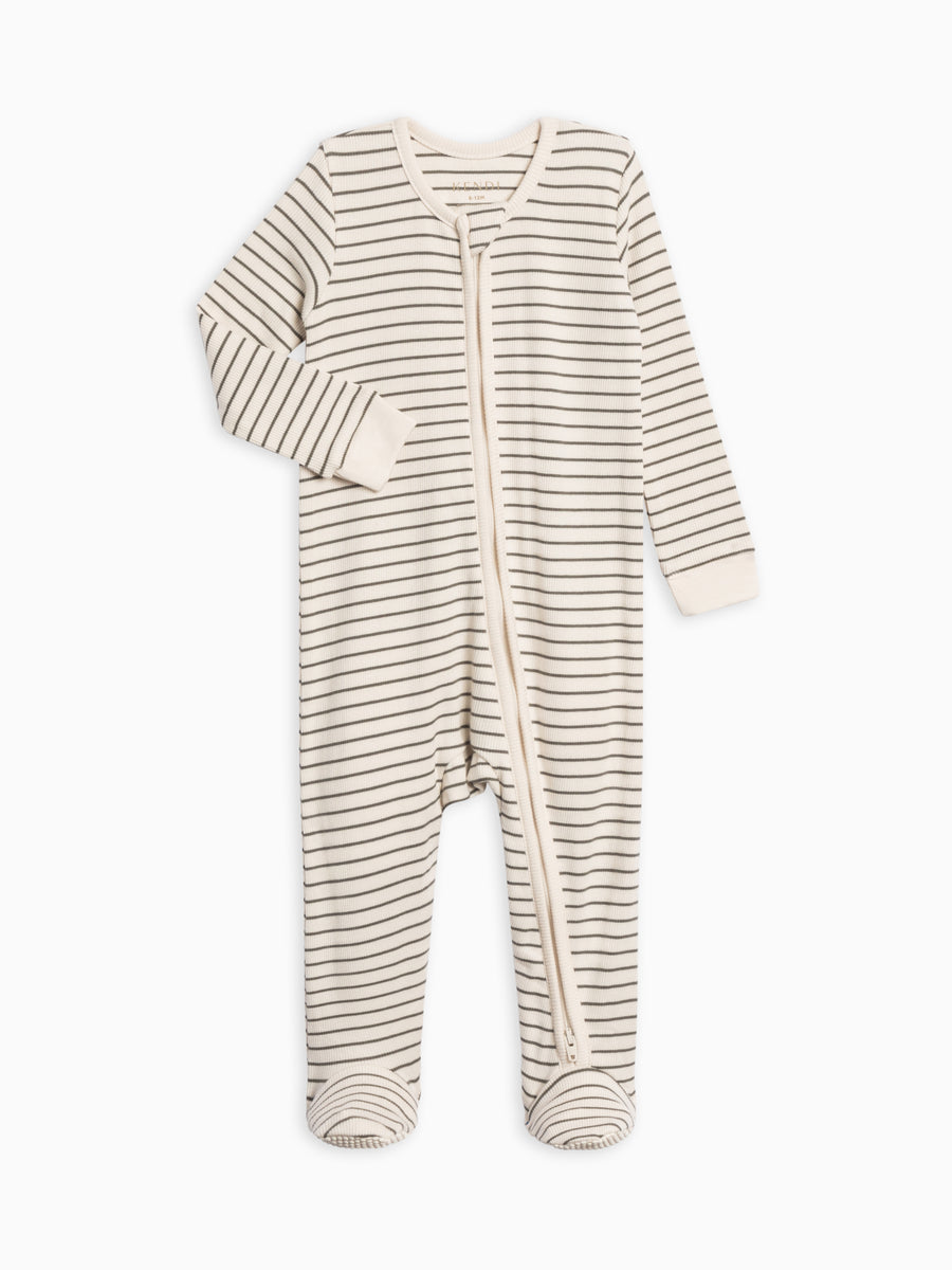 Kit Ribbed Zipper Sleeper Baby : One Pieces : Sleepers : Long Sleeves Kendi Organic Cotton Baby Kit Ribbed Zipper Sleeper