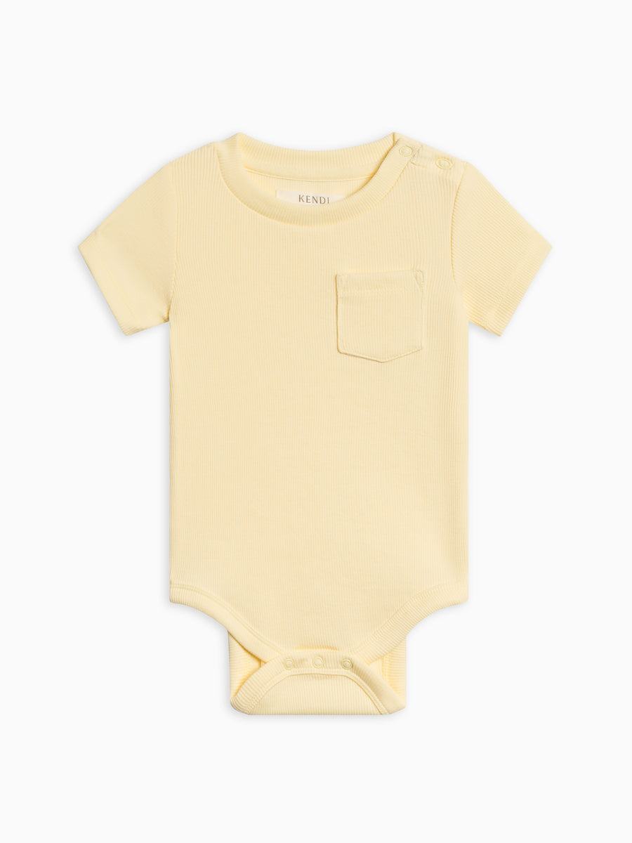 Dana Ribbed Short Sleeve Pocket Bodysuit Baby : One Pieces : Bodysuits : Short Sleeves Kendi Organic Cotton Baby Dana Ribbed Short Sleeve Pocket Bodysuit