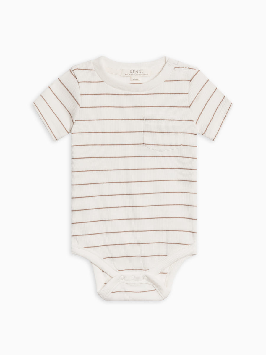 Dana Ribbed Short Sleeve Pocket Bodysuit Baby : One Pieces : Bodysuits : Short Sleeves Kendi Organic Cotton Baby Dana Ribbed Short Sleeve Pocket Bodysuit